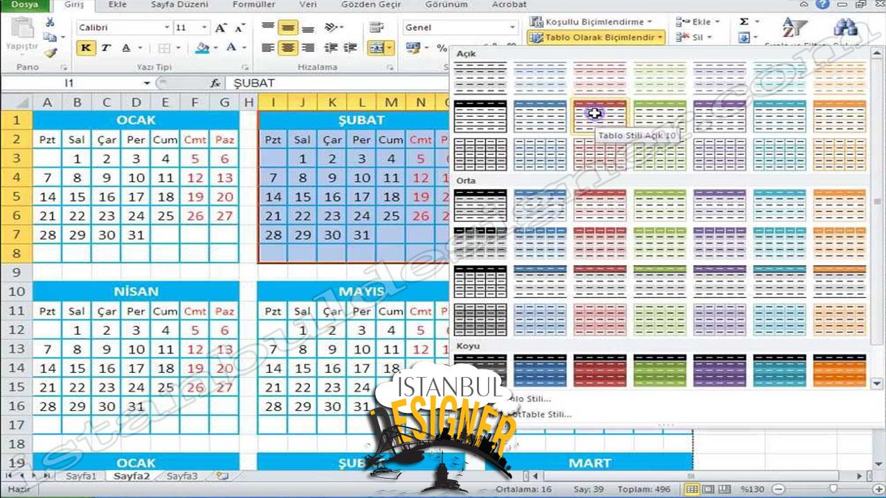 9-microsoft-excel-2010-tablo-kenarlik-uygulama-takvim