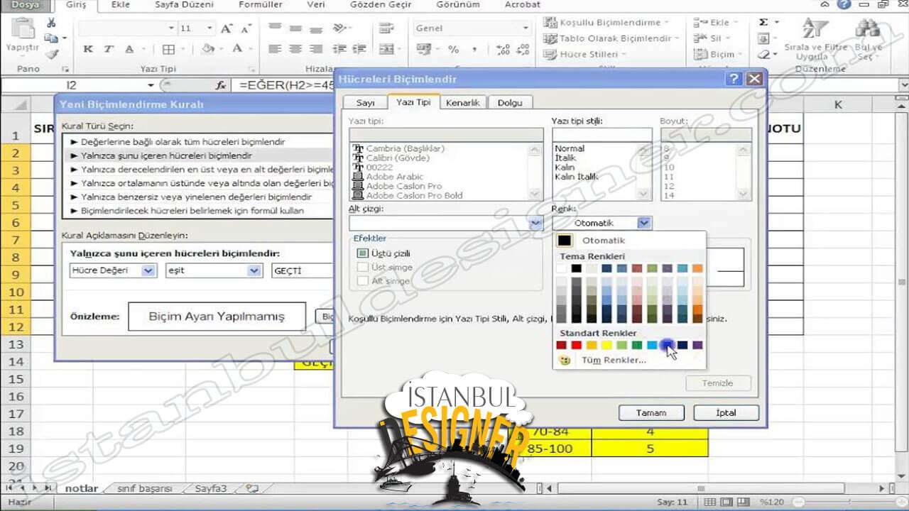 18-microsoft-excel-2010-uygulama-ornegi-sinif-basarisi-kosullu-bicimlendirme-3