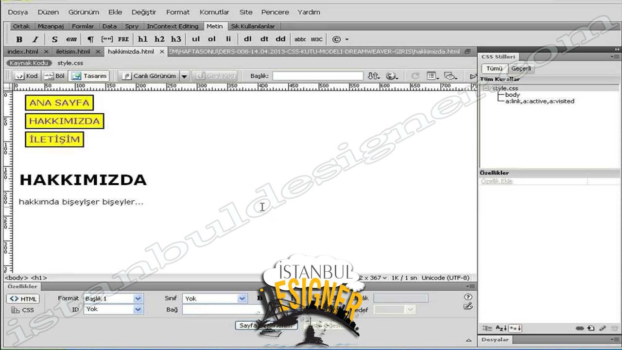 81-adobe-dreamweaver-sayfaya-harici-css-dosyasi-baglama