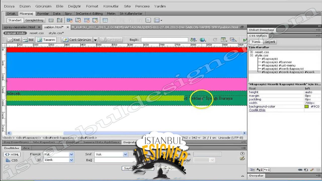 90-adobe-dreamweaver-sablon-tasarimi-2-css-div-kural-tanimlari
