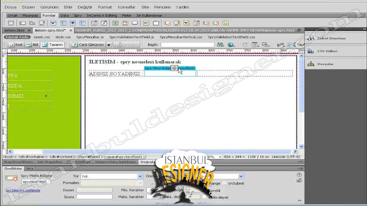93-adobe-dreamweaver-spry-nesneleri-ile-iletisim-formu-tasarlamak