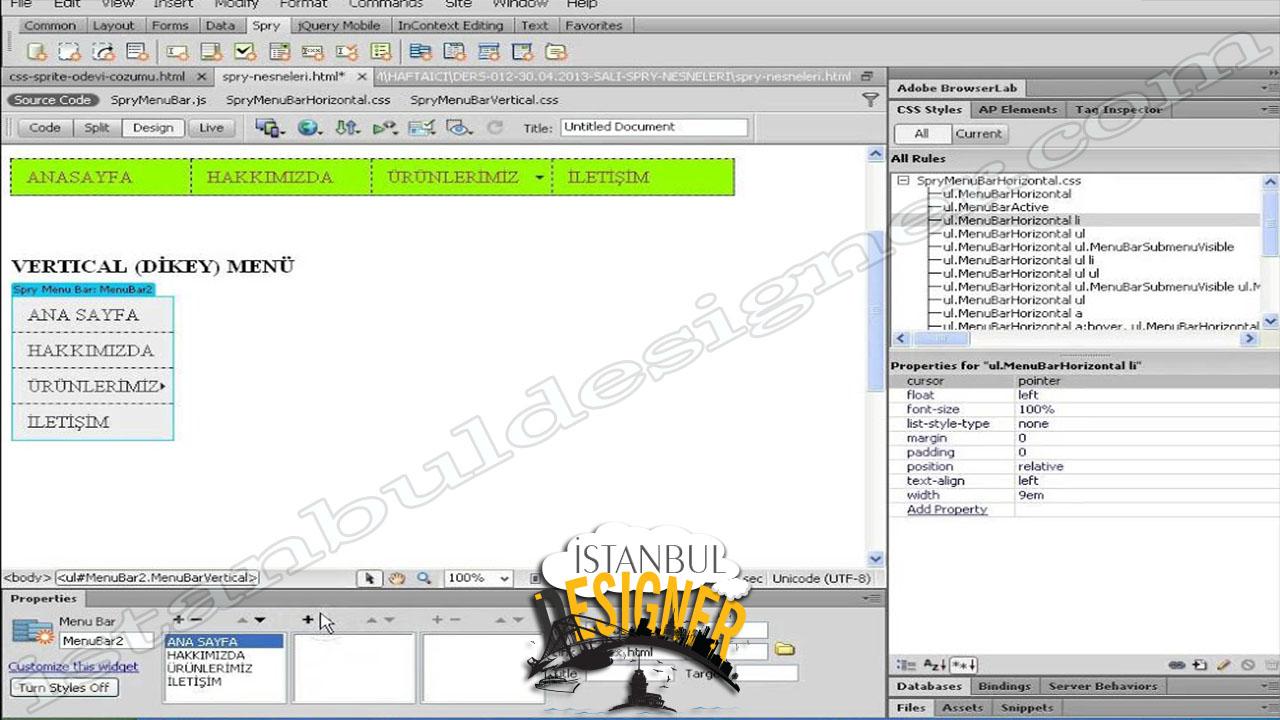 94-adobe-dreamweaver-spry-dikey-menu-yapimi